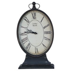 French Provincial Style Black Tole Clock with Base