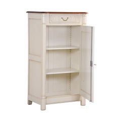 French provincial style bonnetiere in solid cherry, white cream lacquered