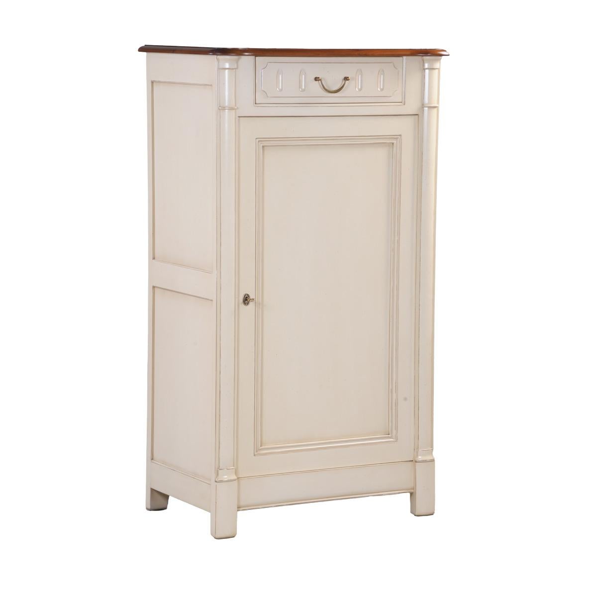 French provincial style bonnetiere in solid cherry, white cream lacquered For Sale 1
