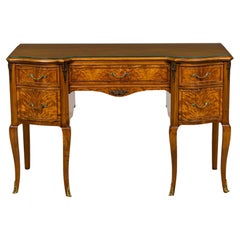 French Provincial style Burlwood Vanity Desk with Glass Top French Provincial style Burlwood Vanity Desk with Glass Top