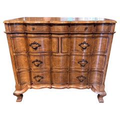 French Provincial Style Carved Fruitwood Chest with Arbalete Form Drawers