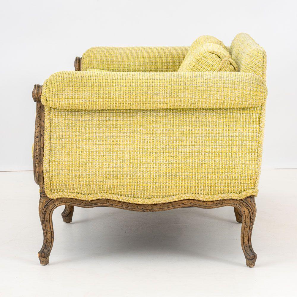French Provincial Style Chartreuse Sofa In Good Condition For Sale In Astoria, NY