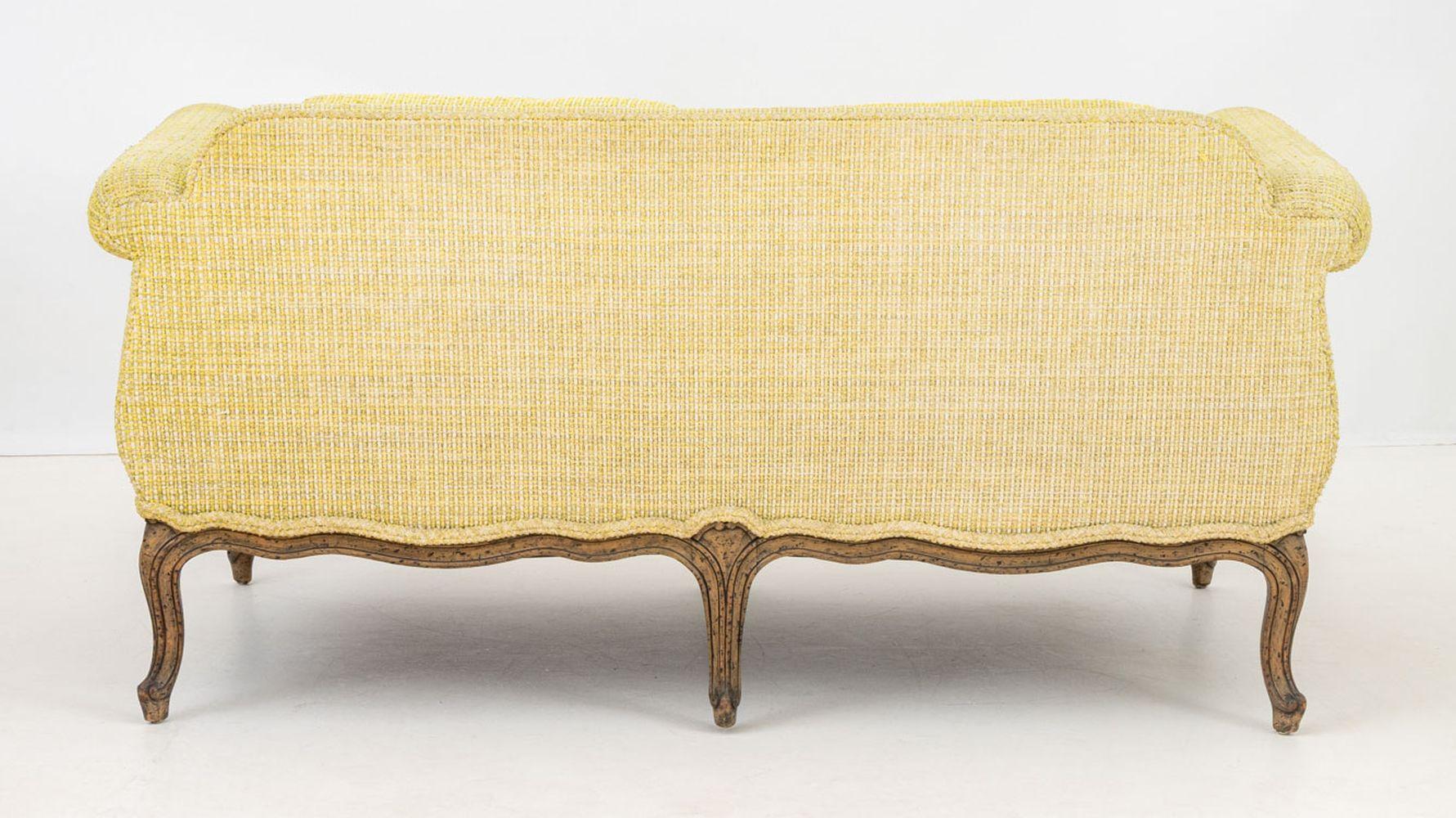 20th Century French Provincial Style Chartreuse Sofa For Sale