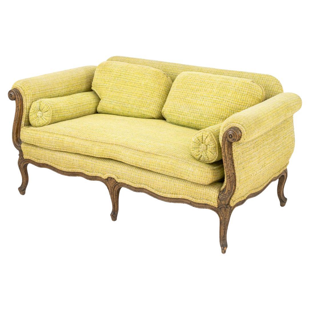 French Provincial Style Chartreuse Sofa For Sale