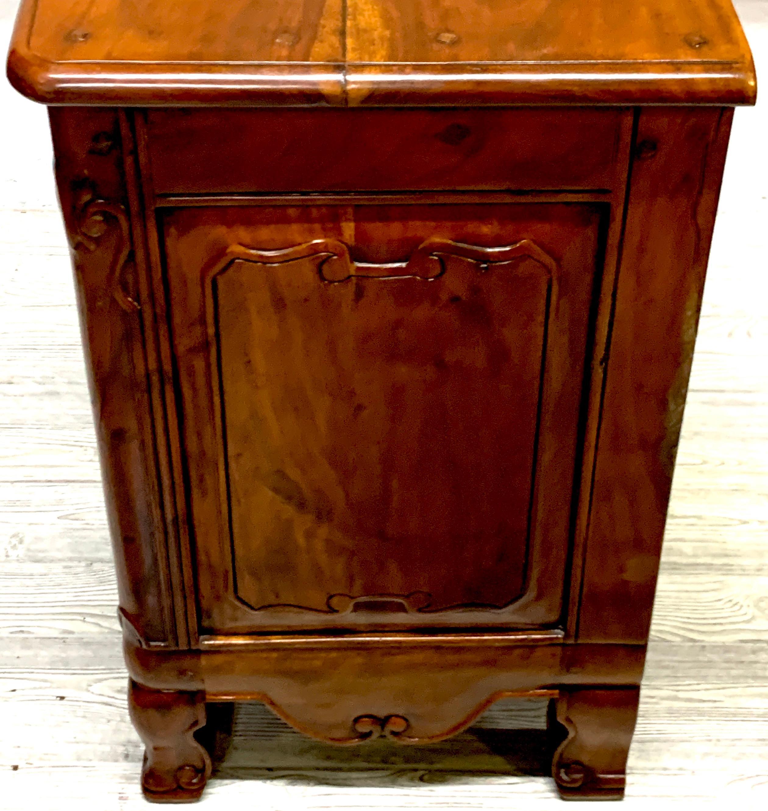 Brass French Provincial Style Cherry Block Front Commode