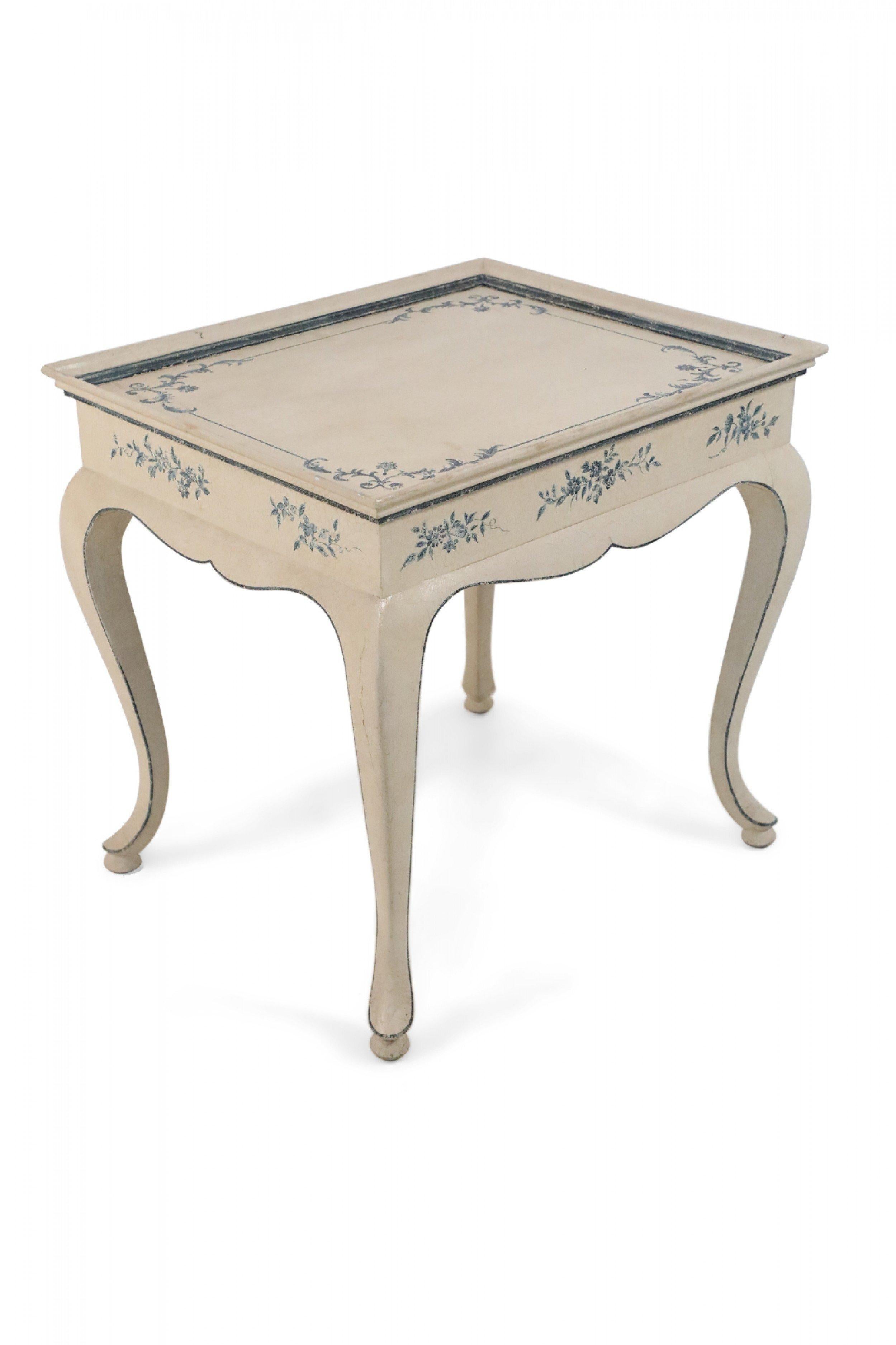 Painted French Provincial Style Cream Wooden Center Table For Sale