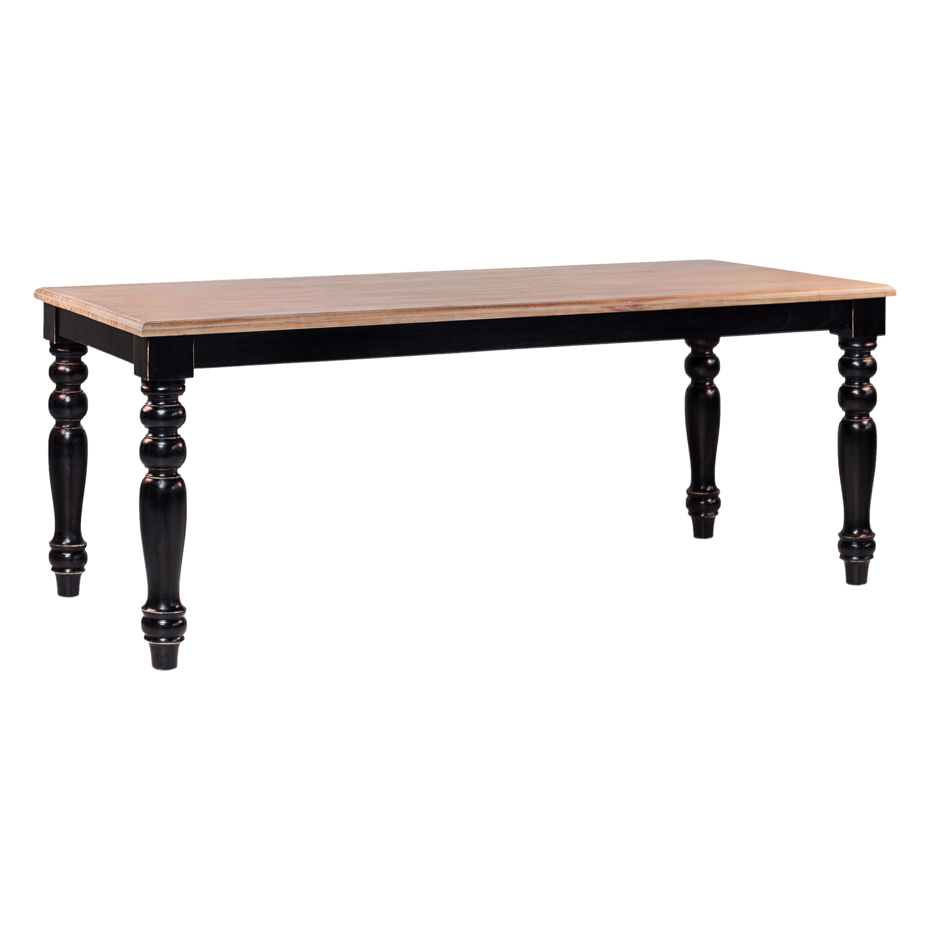 French Provincial Style Dining Room Table with Black Ebonized legs