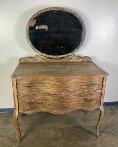 French Provincial Dresser with Mirror in Distressed Rococo Style