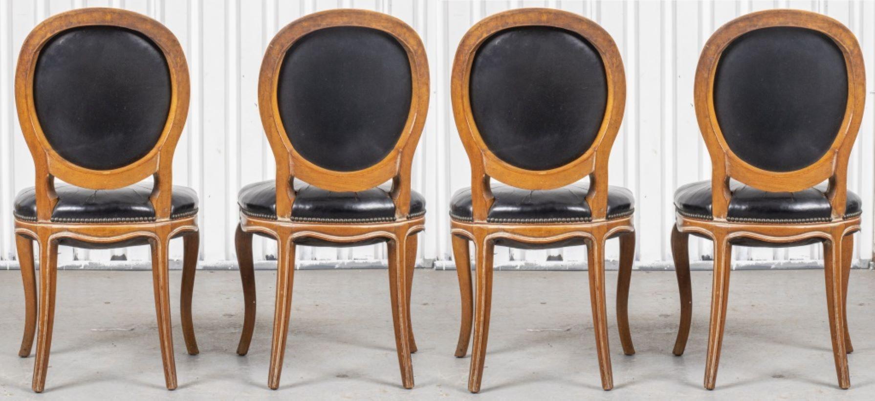 French Provincial Style Fruitwood Side Chairs, 4 In Good Condition For Sale In New York, NY