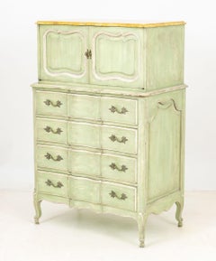 French Provincial Style Green Painted Cupboard