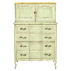 French Provincial Style Green Painted Cupboard