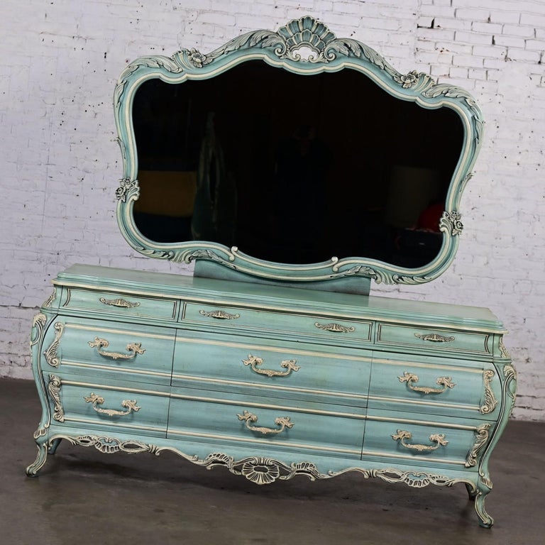 french provincial blue dresser (Reserved)French Provincial Dresser and Nightstand Set