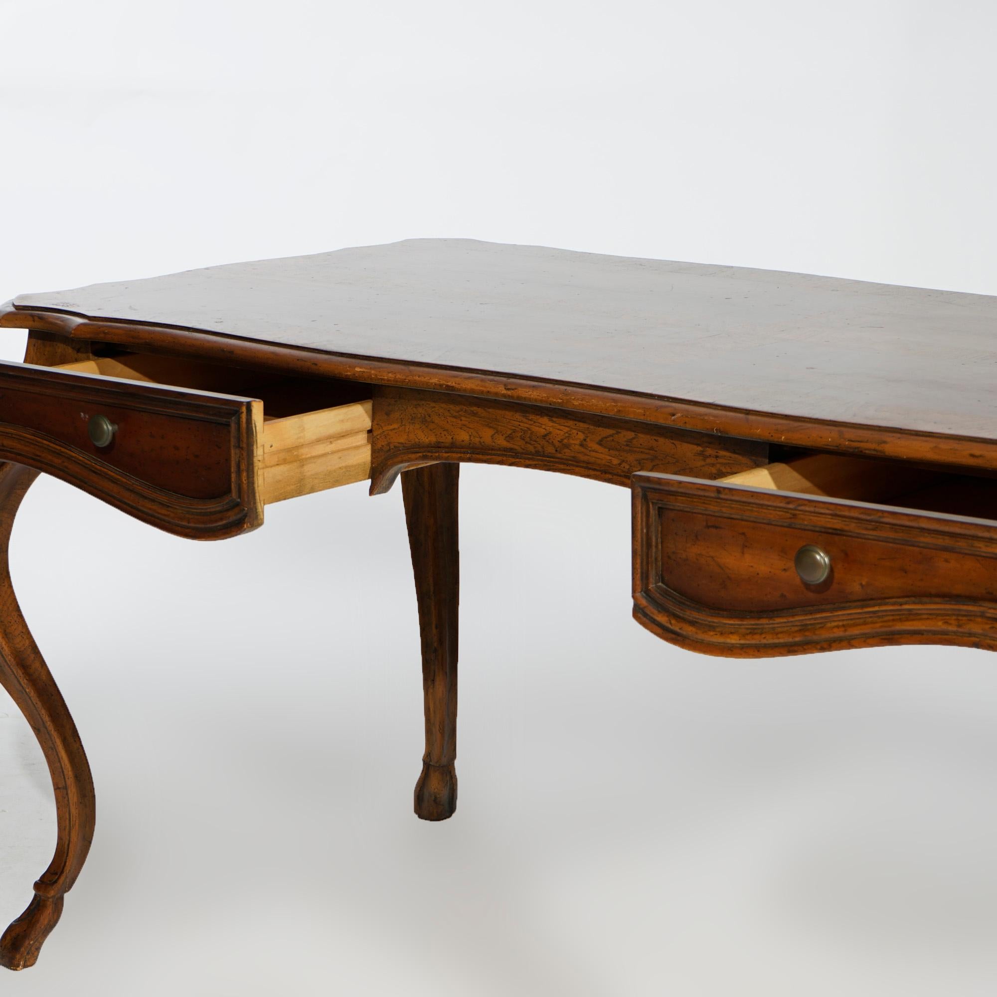 French Provincial Style Heritage Grand Tour Walnut Writing Desk 20th C In Good Condition In Big Flats, NY