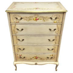 Commode haute de style provincial français avec motif floral