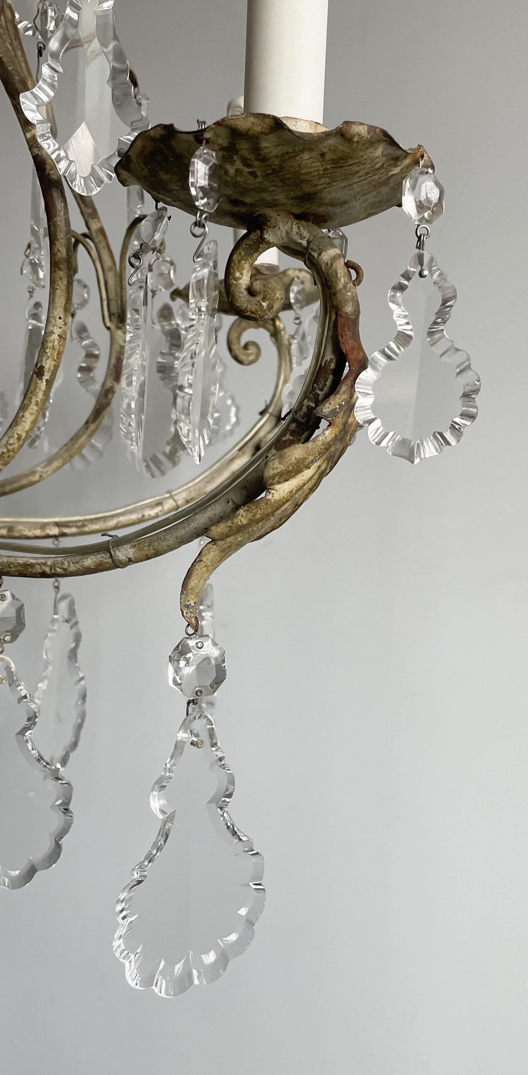 French Provincial-Style Iron and Crystal Chandelier 2