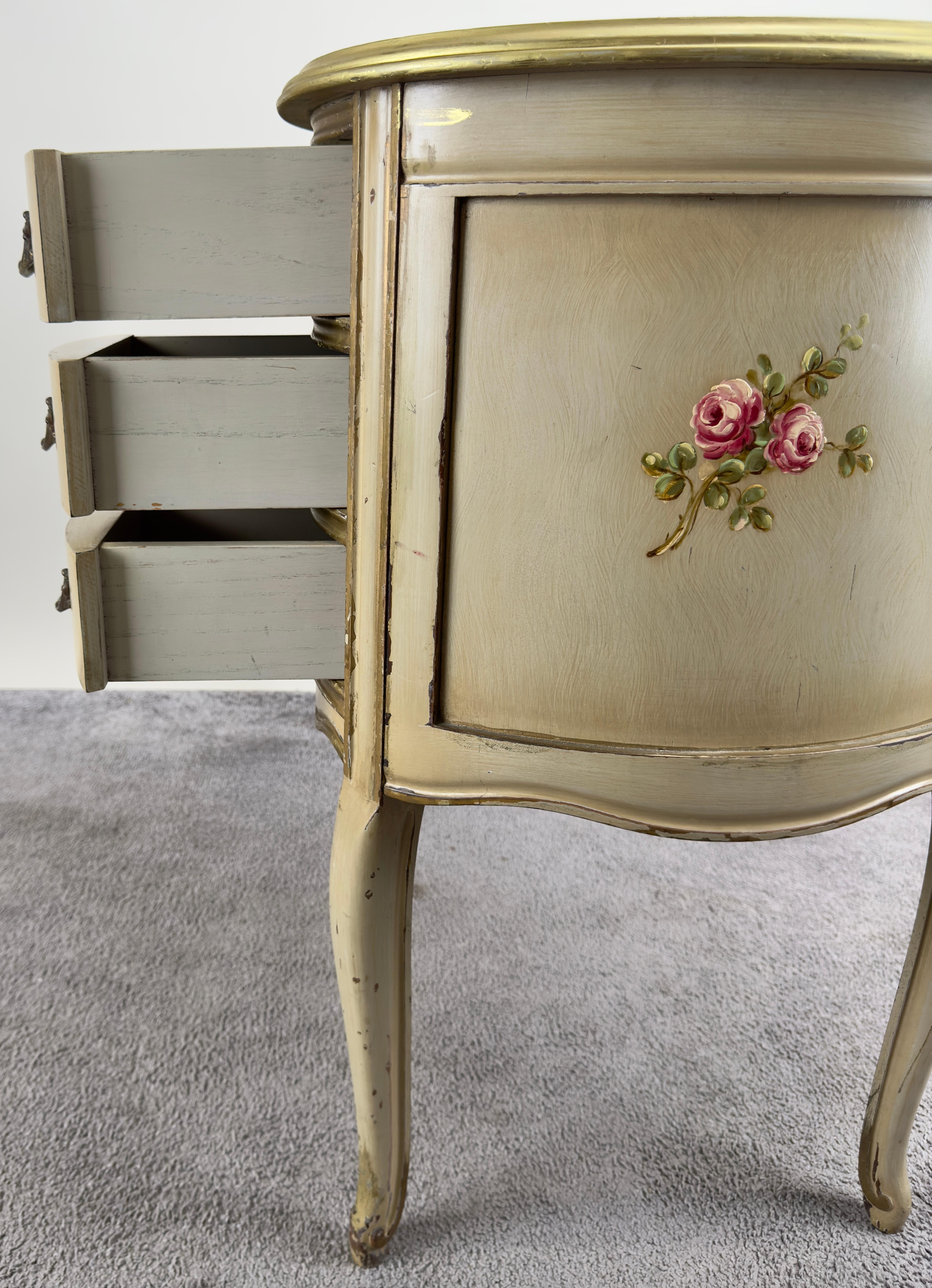 French Provincial Style Kidney Shaped Lady Writing or Vanity Desk with Ottoman 6