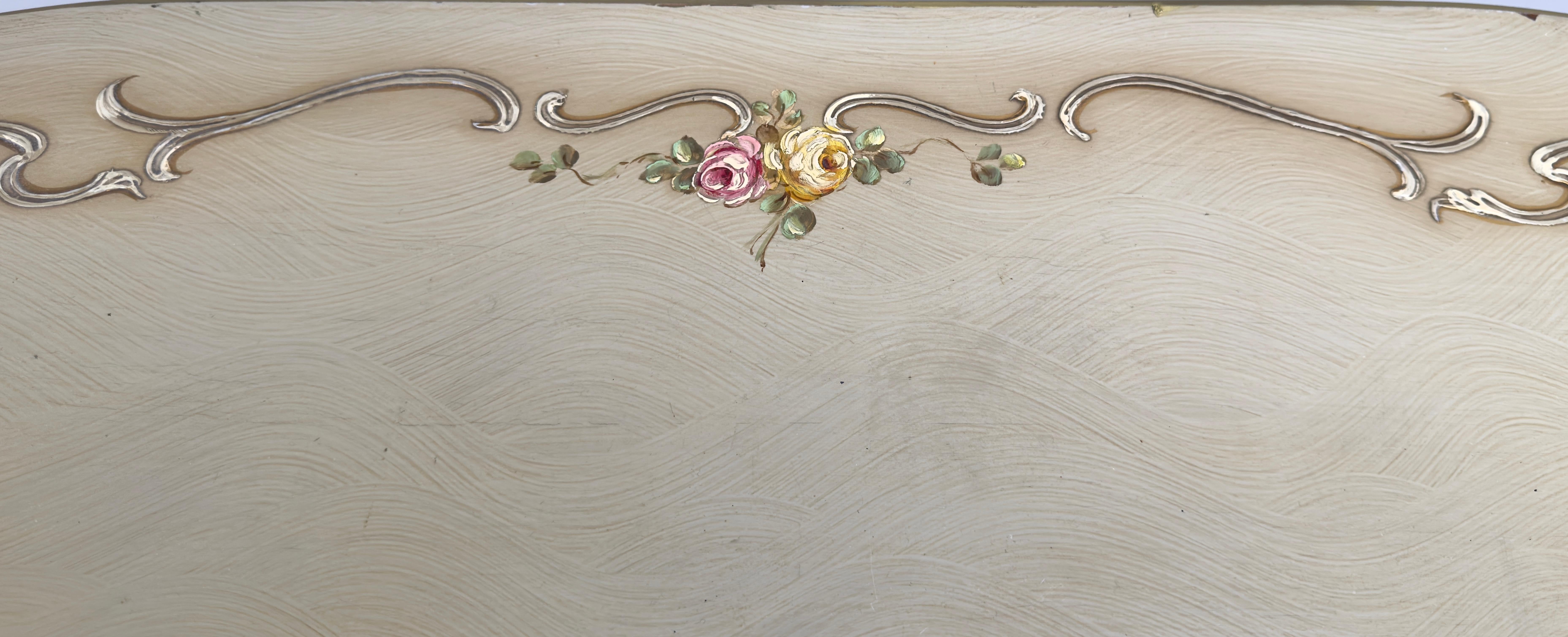 French Provincial Style Kidney Shaped Lady Writing or Vanity Desk with Ottoman 8