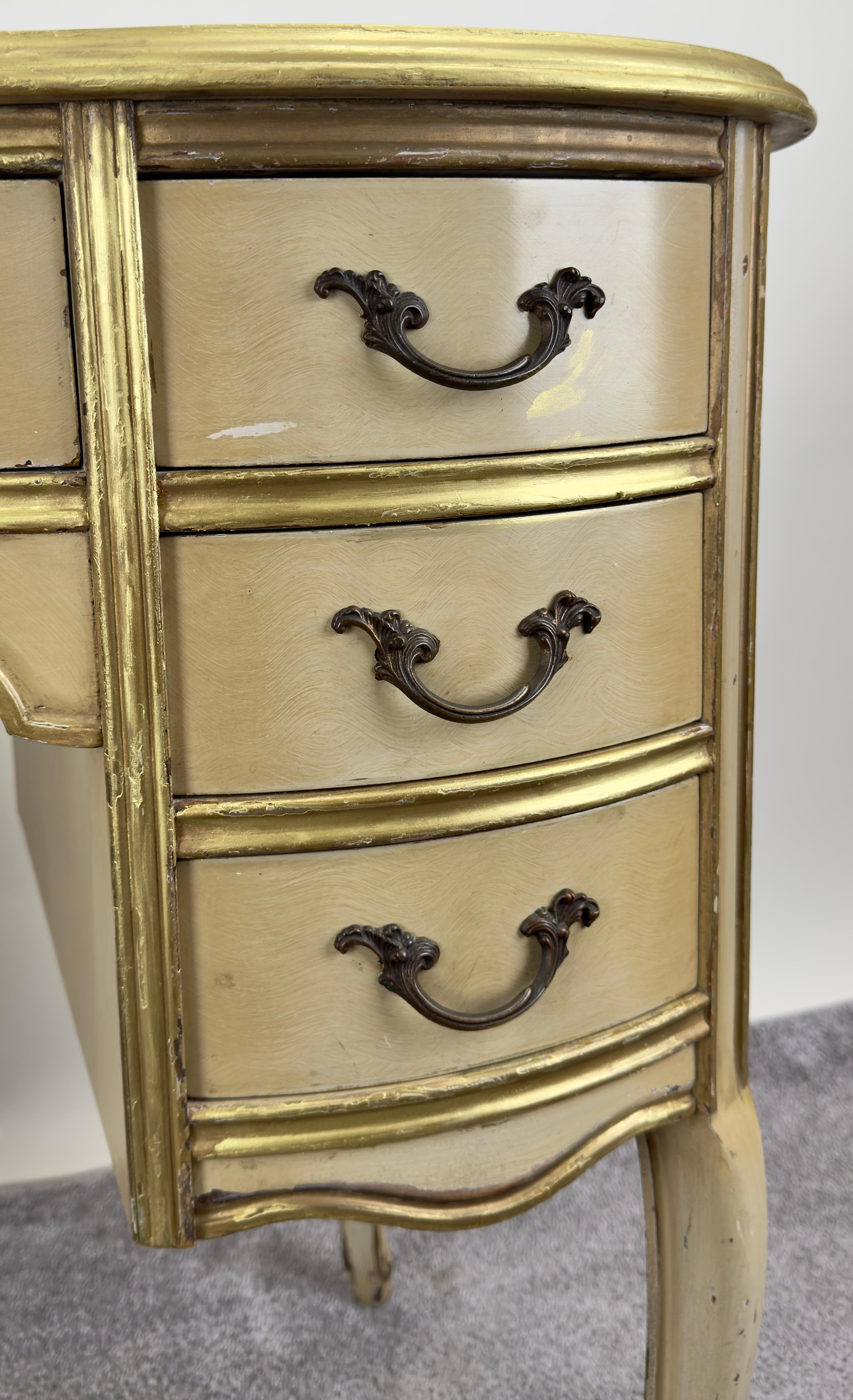 French Provincial Style Kidney Shaped Lady Writing or Vanity Desk with Ottoman 11