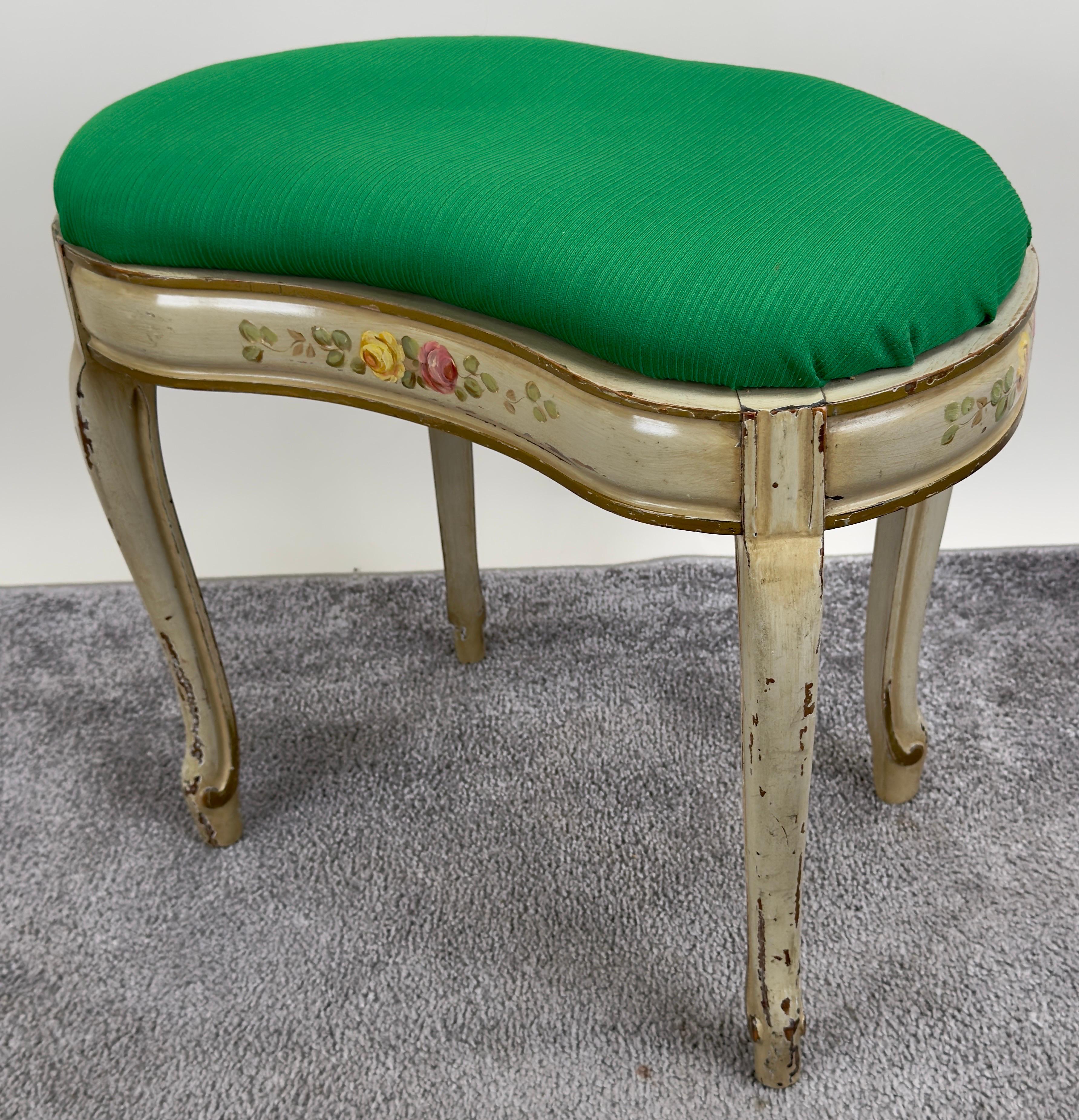French Provincial Style Kidney Shaped Lady Writing or Vanity Desk with Ottoman 12