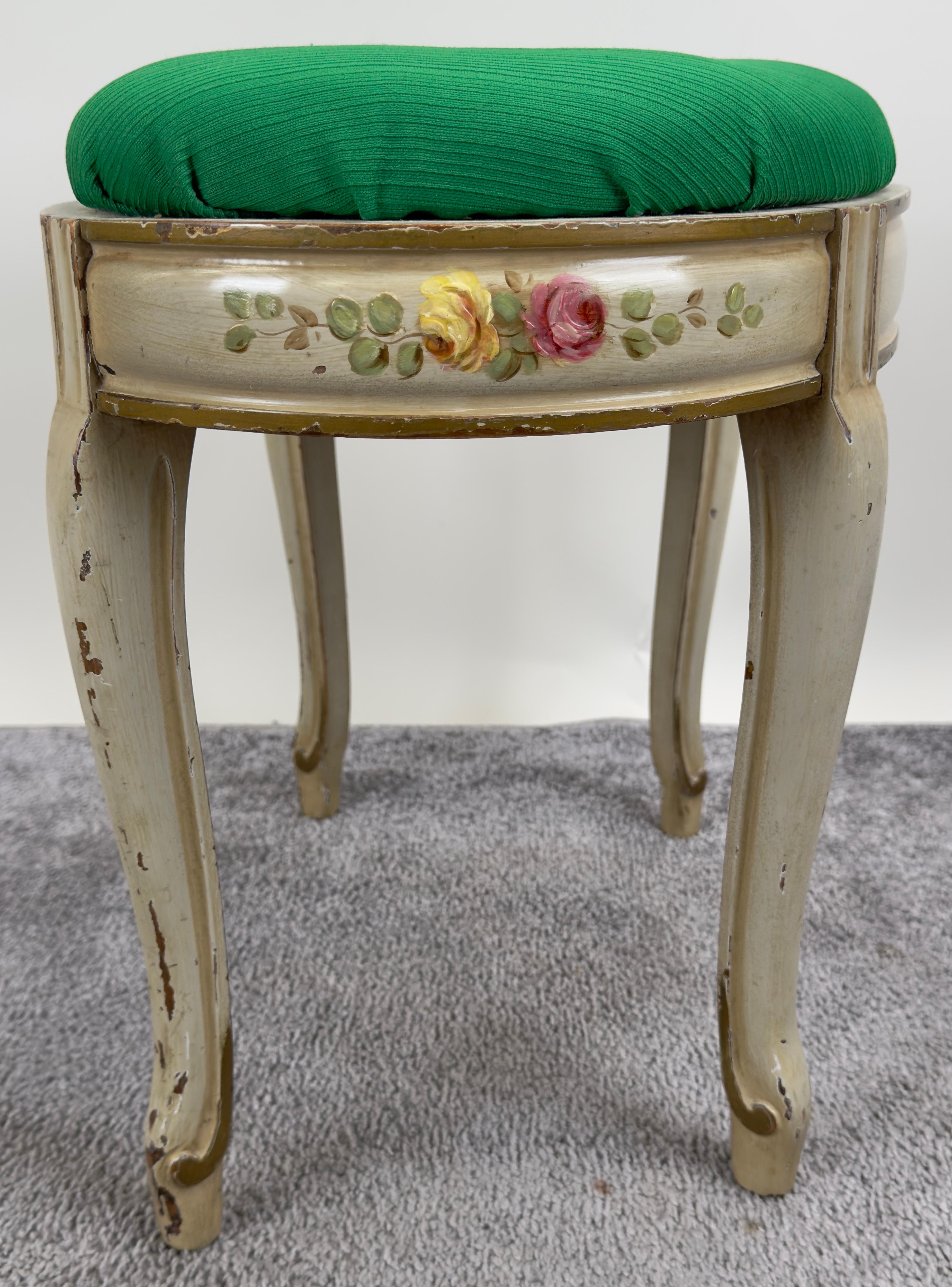 French Provincial Style Kidney Shaped Lady Writing or Vanity Desk with Ottoman 13