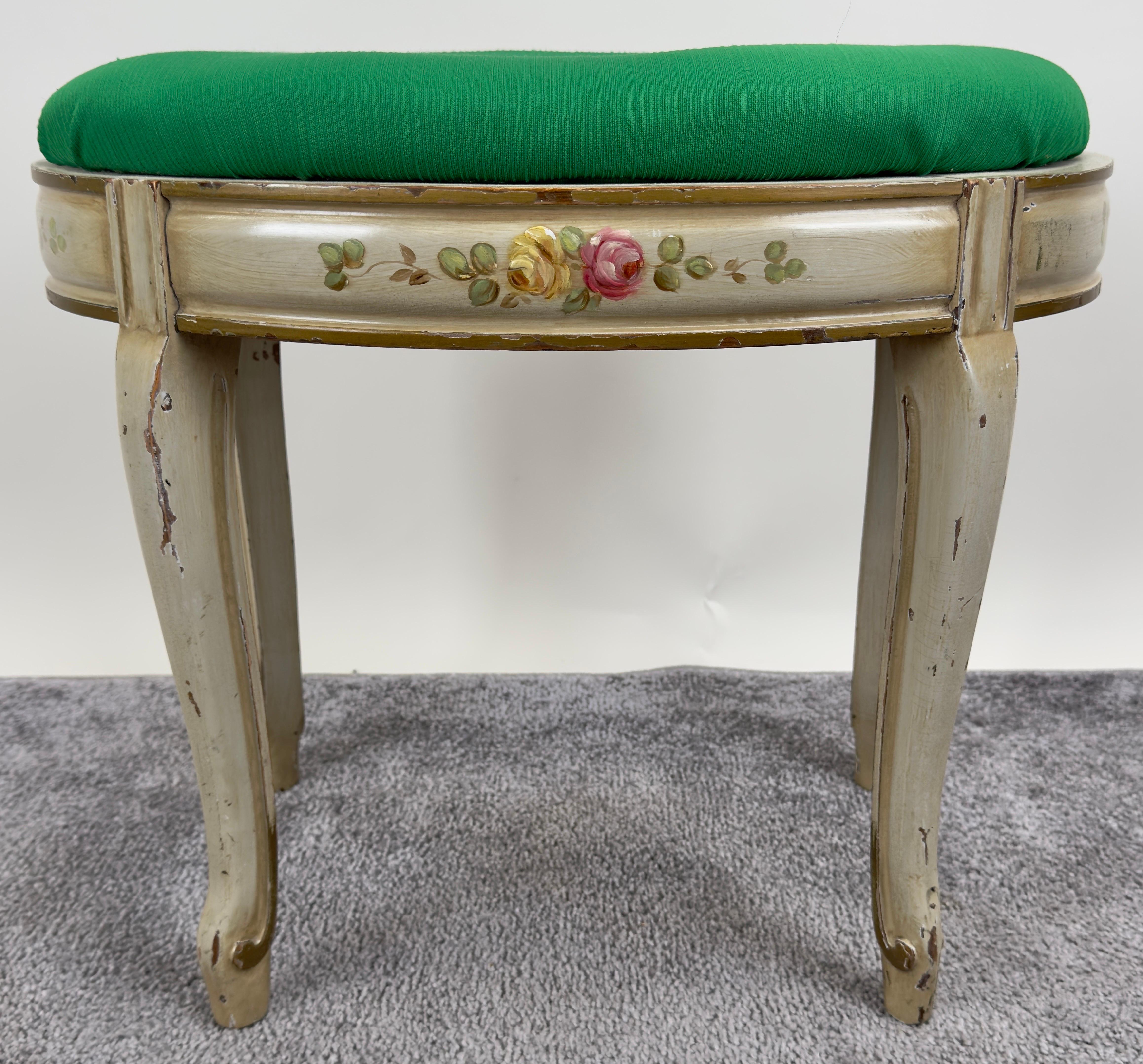 French Provincial Style Kidney Shaped Lady Writing or Vanity Desk with Ottoman 14