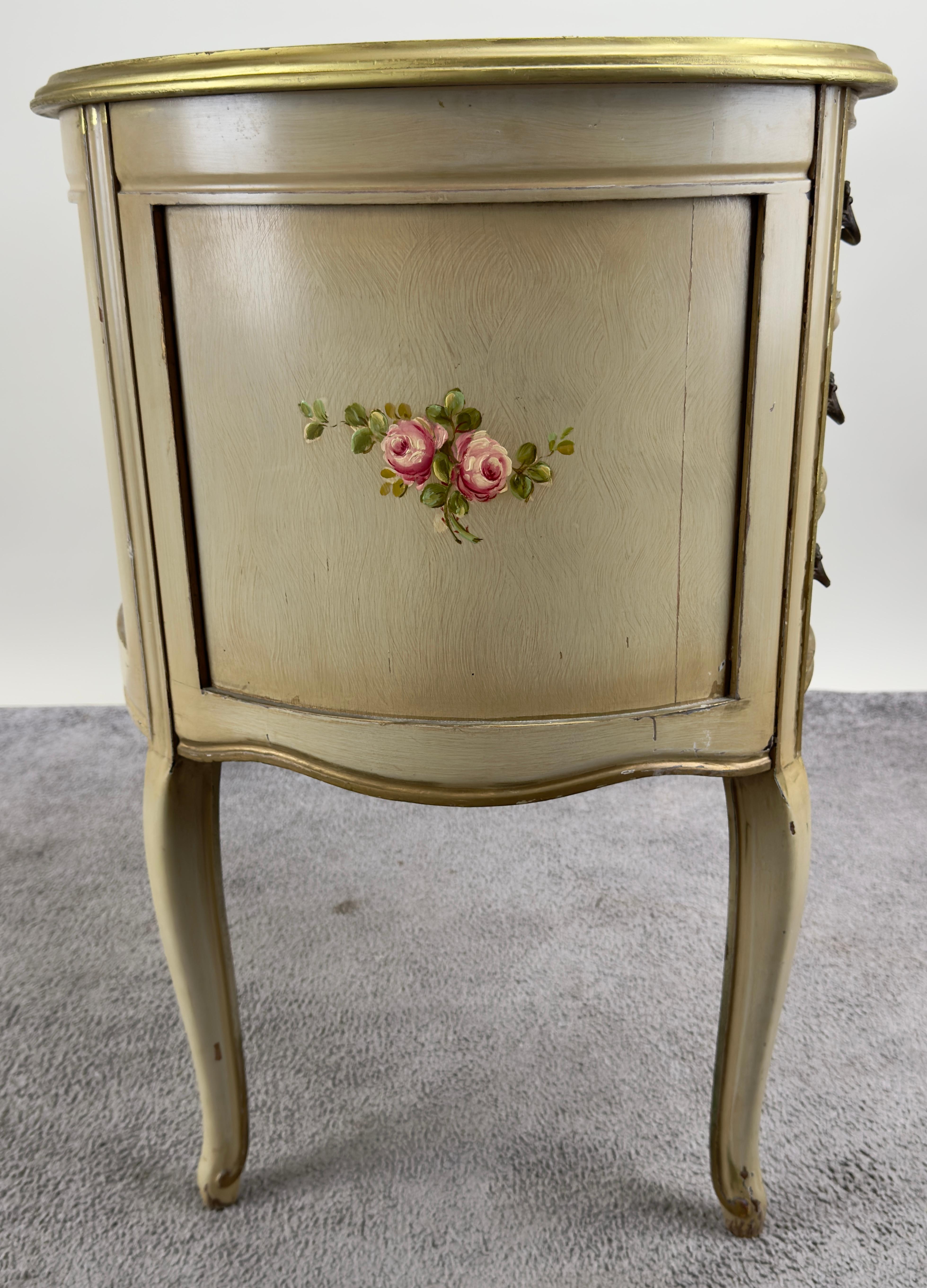 French Provincial Style Kidney Shaped Lady Writing or Vanity Desk with Ottoman 1
