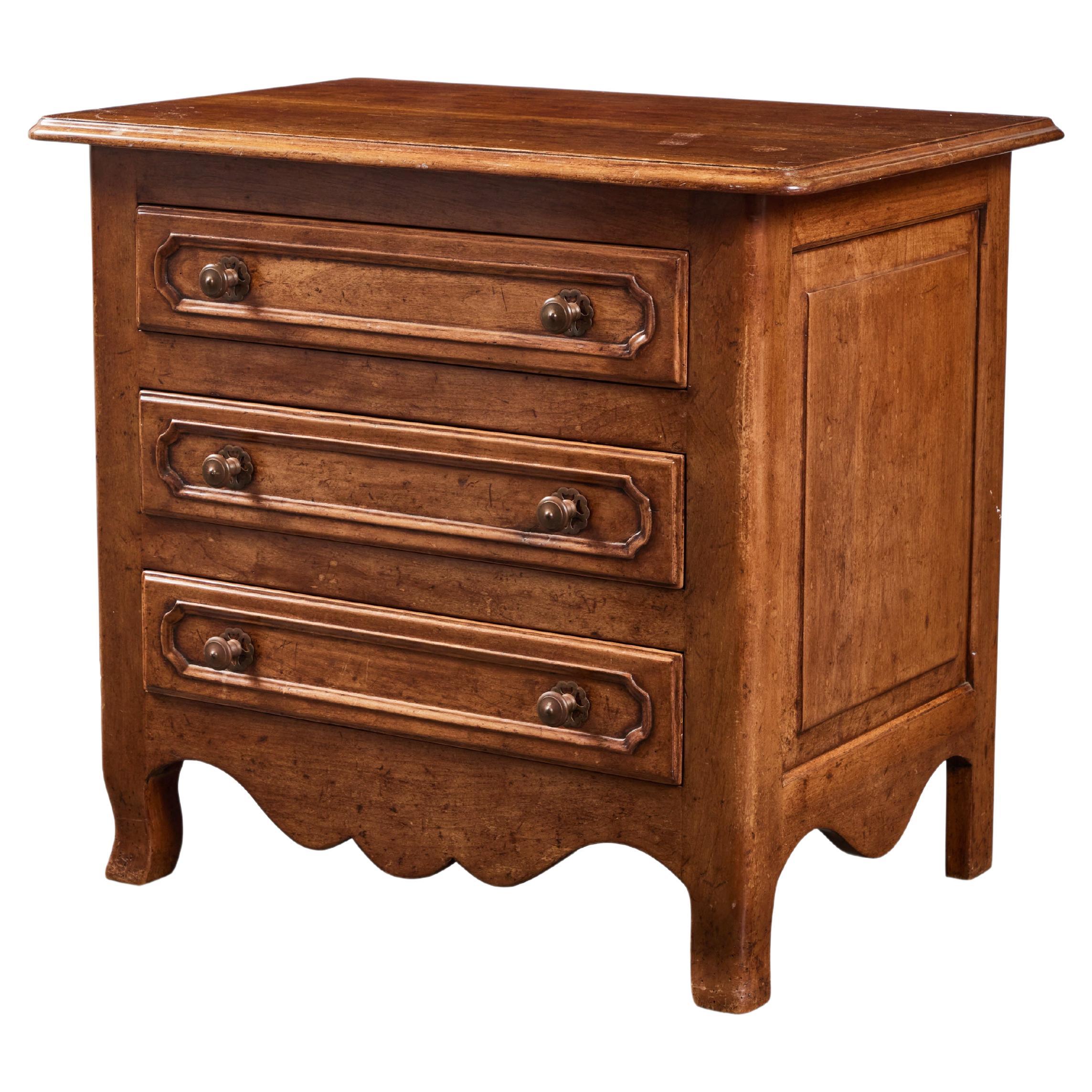 French Provincial Style Mahogany 3-Drawer Chest For Sale