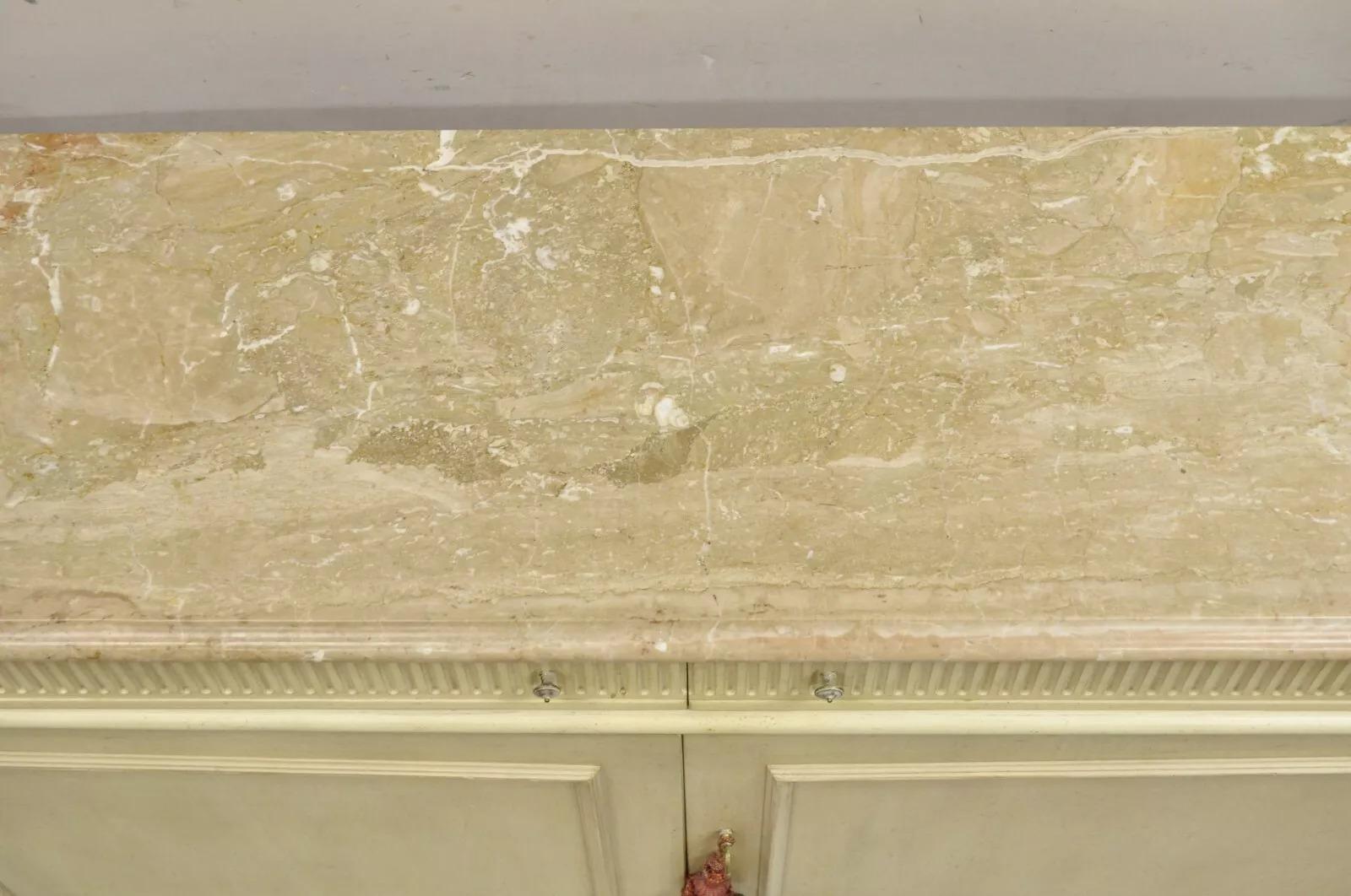 Sconosciuto Credenza buffet multimediale in stile provinciale francese con piano in marmo dipinto di crema in vendita