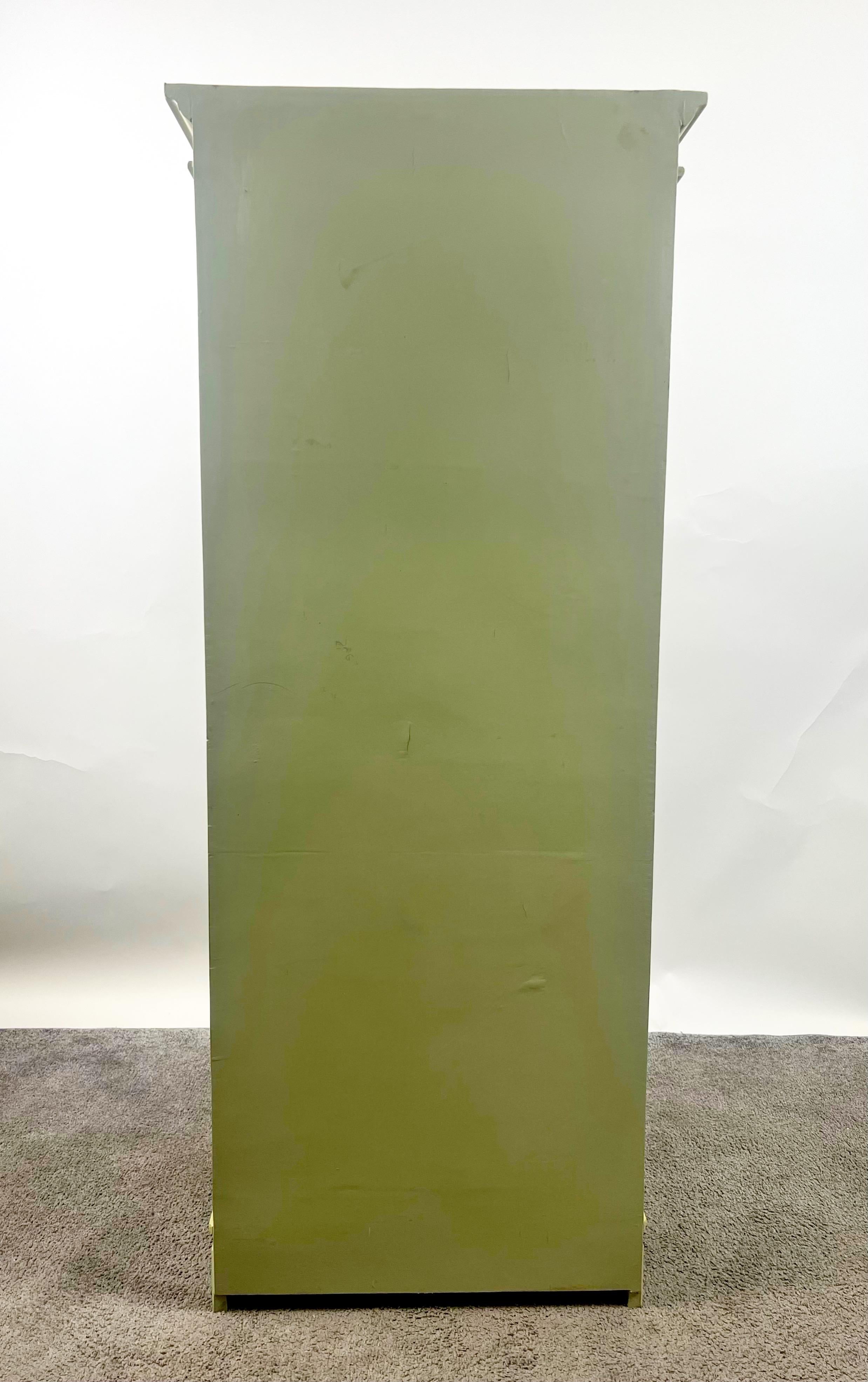 French Provincial Style Mid-Century Distressed Green Cabinet with Three Drawers For Sale 14