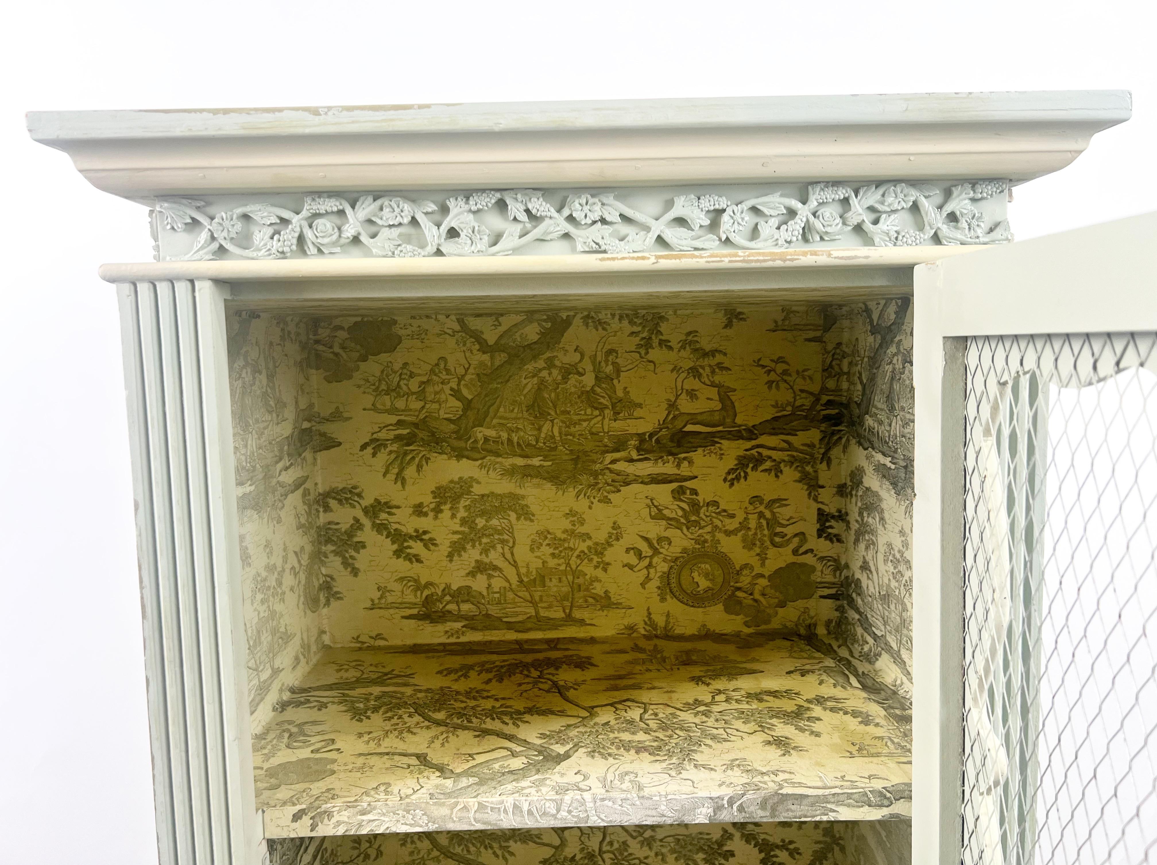 French Provincial Style Mid-Century Distressed Green Cabinet with Three Drawers For Sale 4