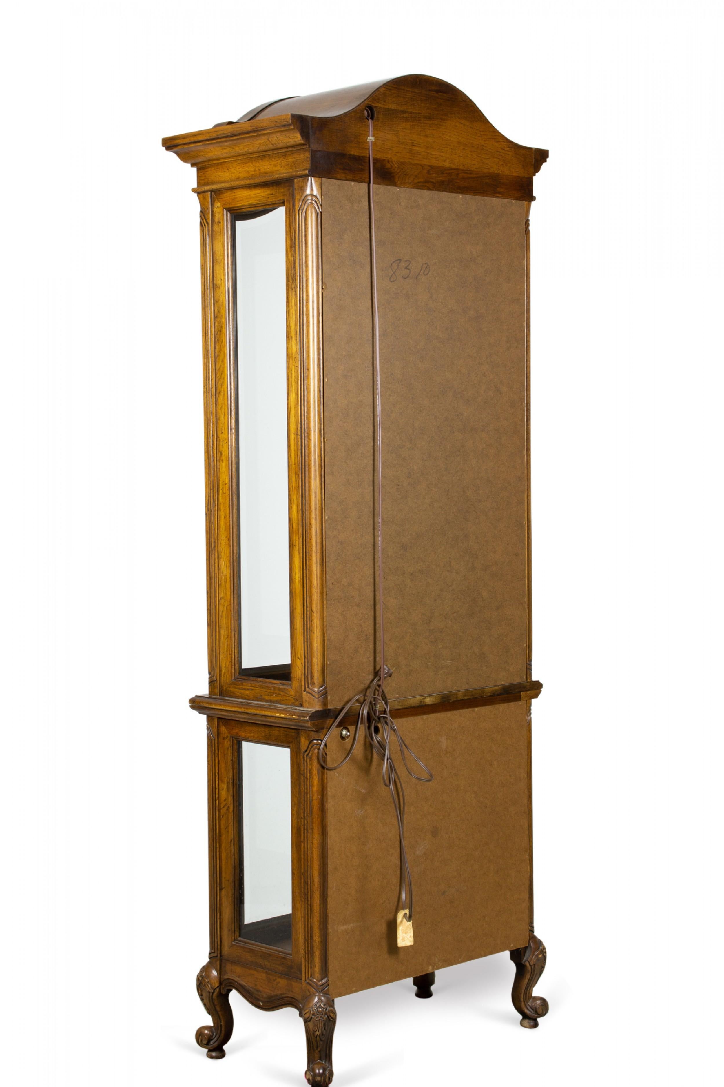 20th Century French Provincial-Style Mirrored and Electrified Carved Oak Display Cabinet For Sale