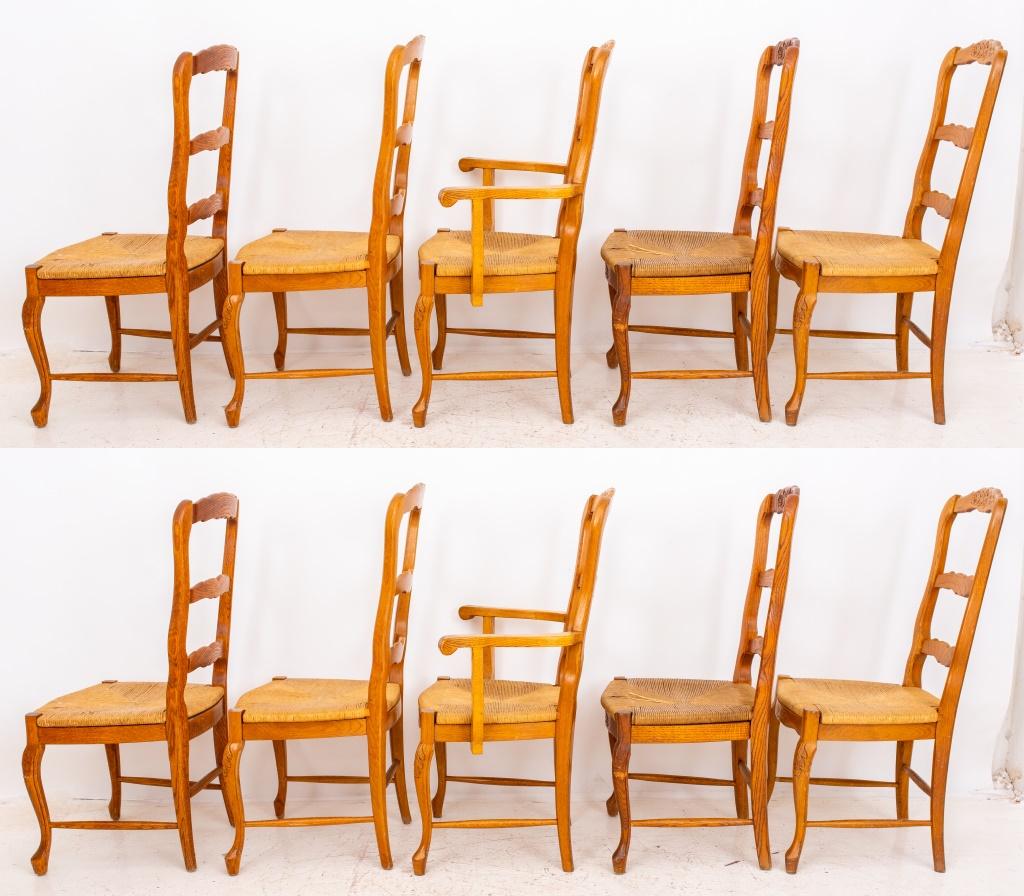 Caning French Provincial Style Oak Dining Chairs, Set of 10 For Sale