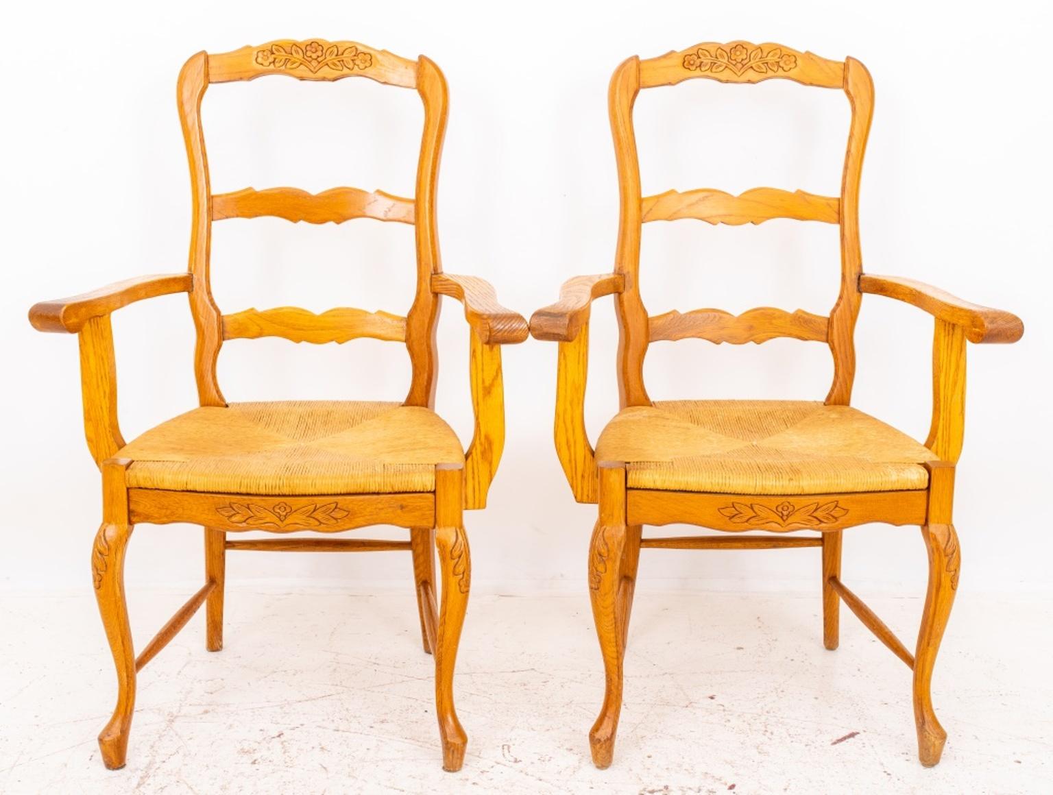 20th Century French Provincial Style Oak Dining Chairs, Set of 10 For Sale