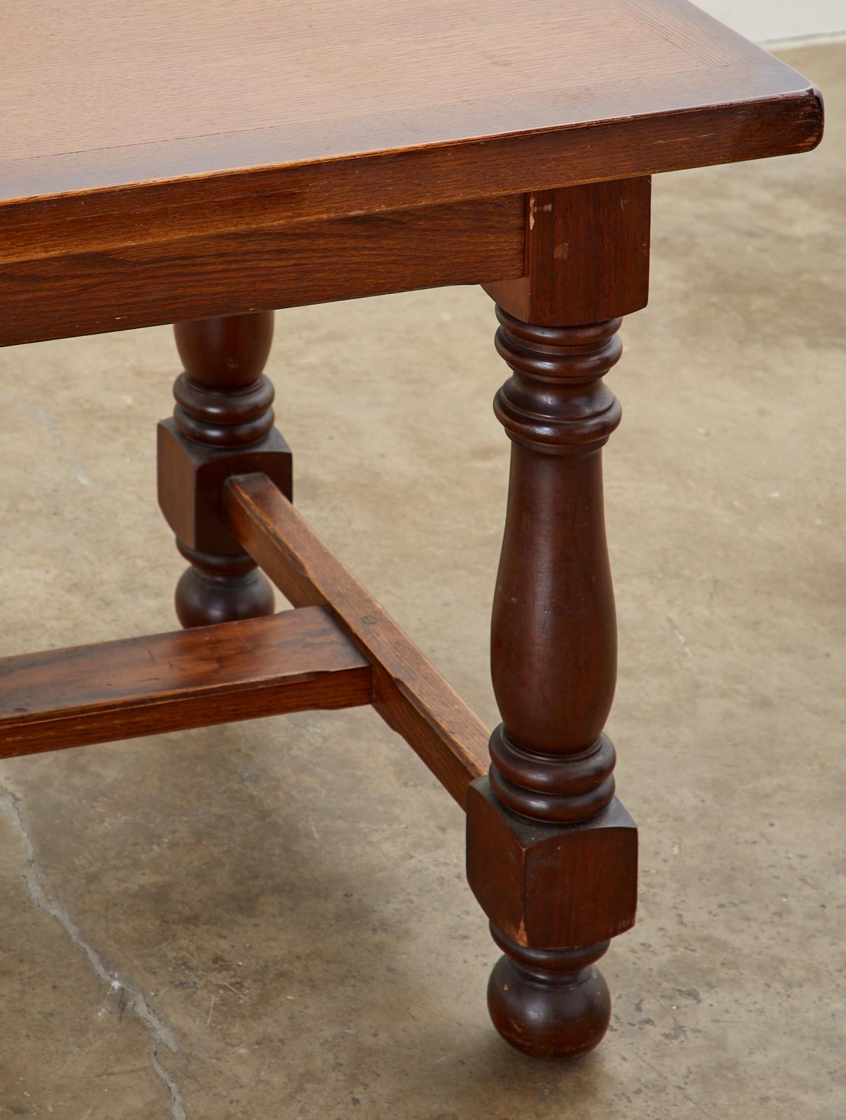 French Provincial Style Oak Farmhouse Trestle Dining Table 8