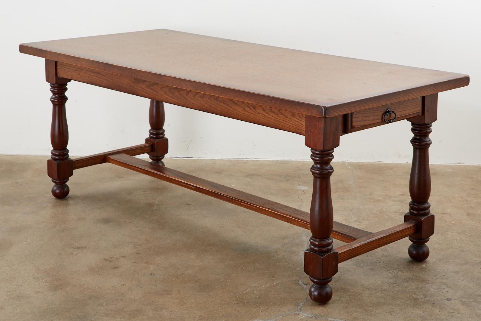 Hand-Crafted French Provincial Style Oak Farmhouse Trestle Dining Table