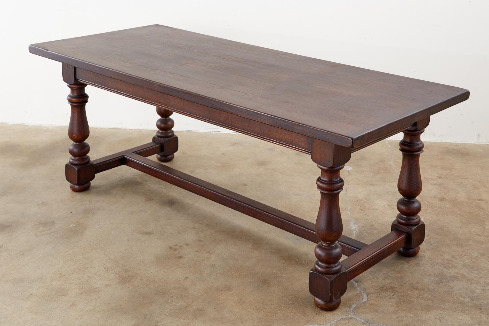 Hand-Crafted French Provincial Style Oak Farmhouse Trestle Dining Table