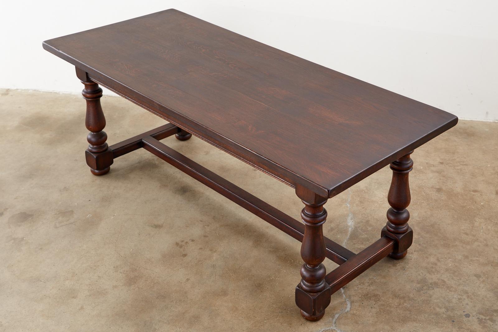 French Provincial Style Oak Farmhouse Trestle Dining Table 1