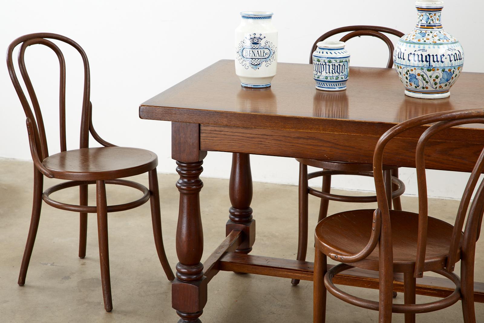 French Provincial Style Oak Farmhouse Trestle Dining Table 3