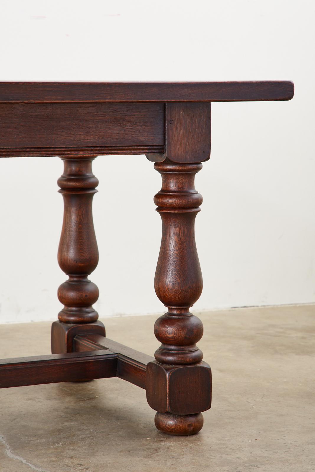 French Provincial Style Oak Farmhouse Trestle Dining Table 3