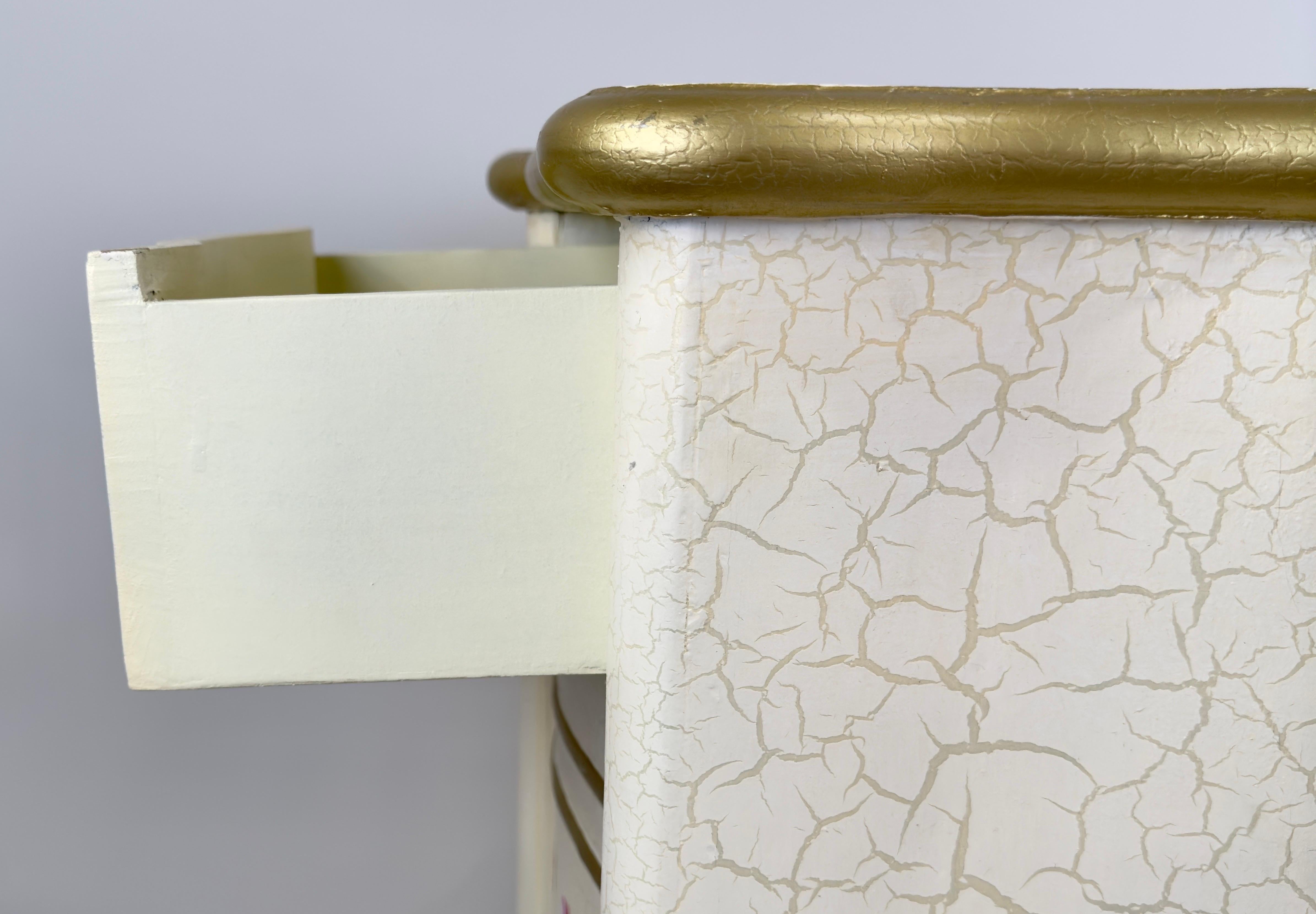 French Provincial Style Off white Nightstand with Floral Motif For Sale 7