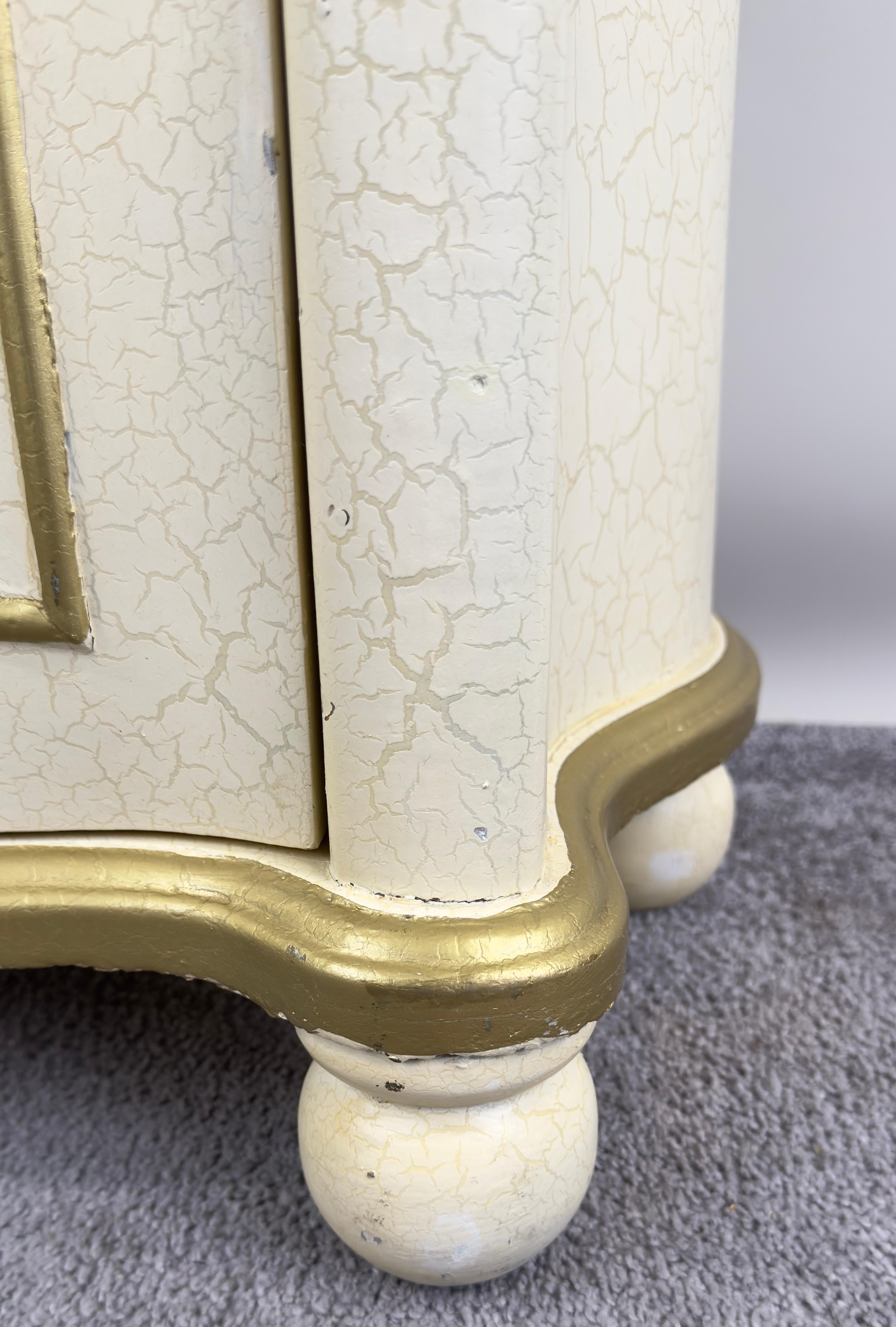 French Provincial Style Off white Nightstand with Floral Motif For Sale 8