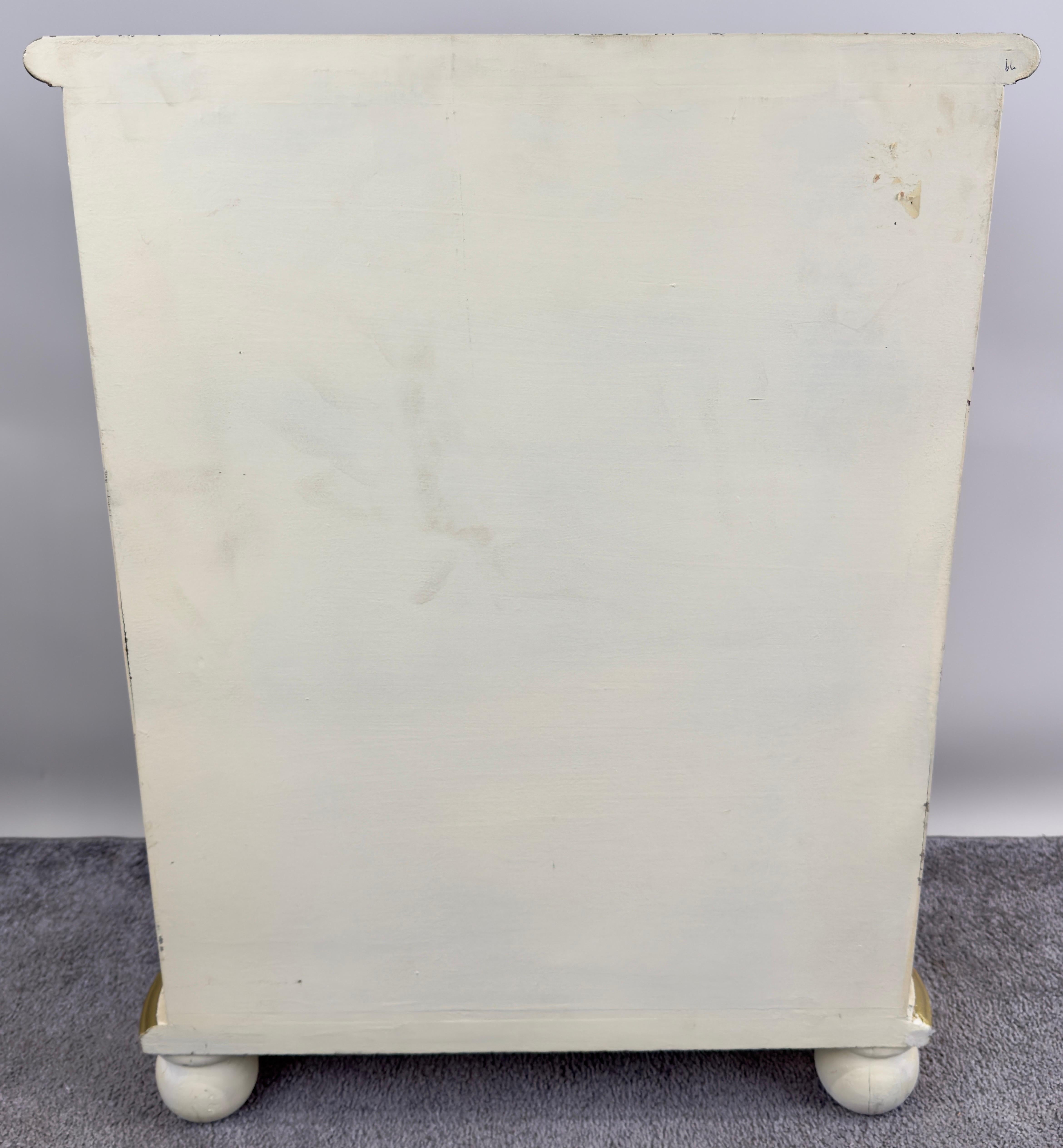 20th Century French Provincial Style Off white Nightstand with Floral Motif For Sale