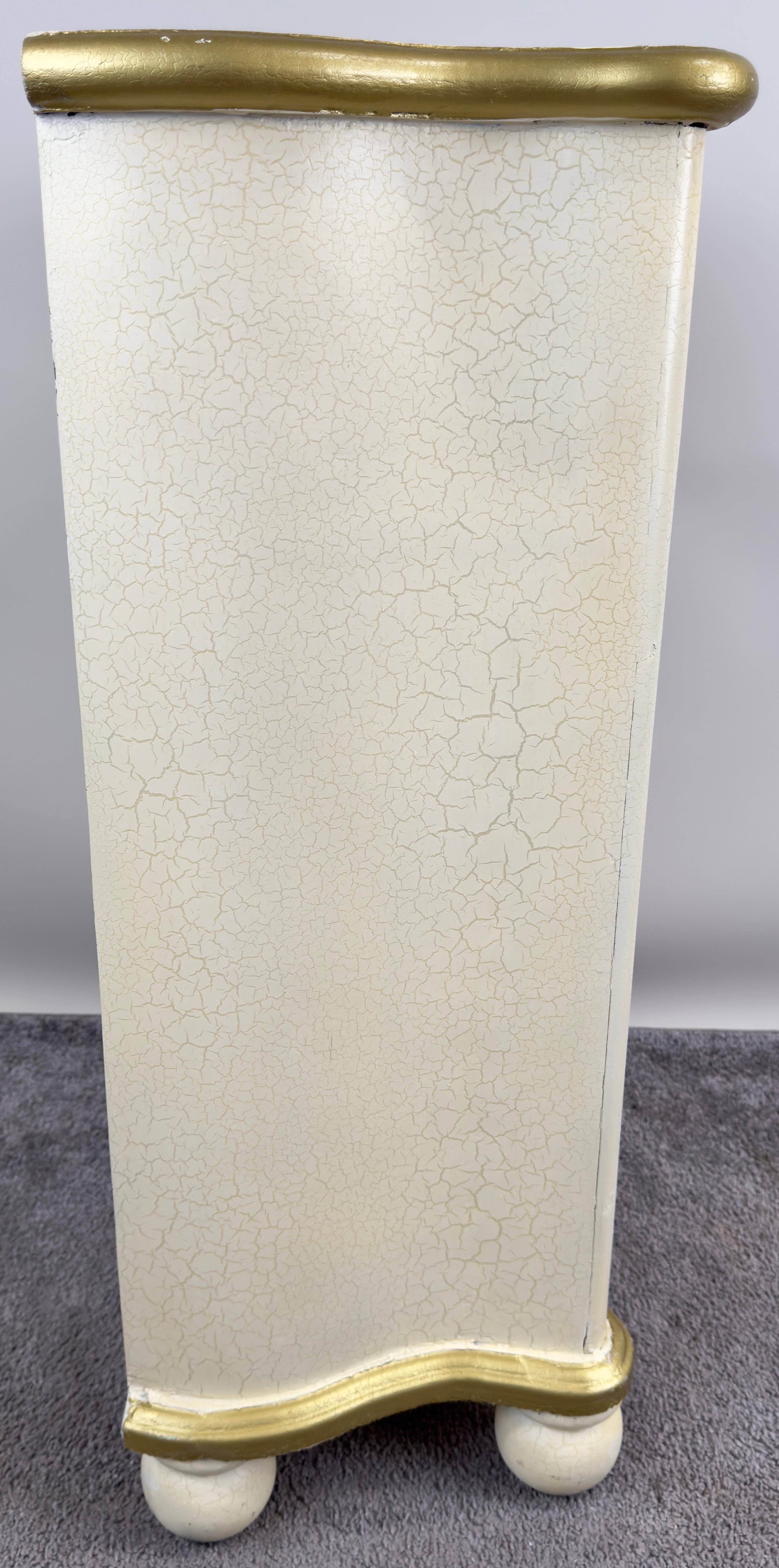 Wood French Provincial Style Off white Nightstand with Floral Motif For Sale