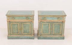 French Provincial Style Painted Cabinets, Pair