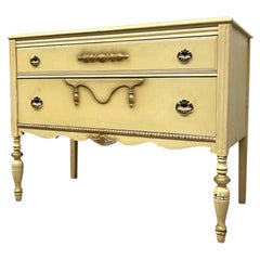 French Provincial Style Painted Dresser with Turned Legs and Ornate Pulls