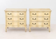 French Provincial Style Painted Nightstands, Pair