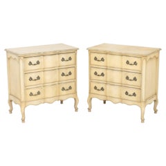 French Provincial Style Painted Nightstands, Pair