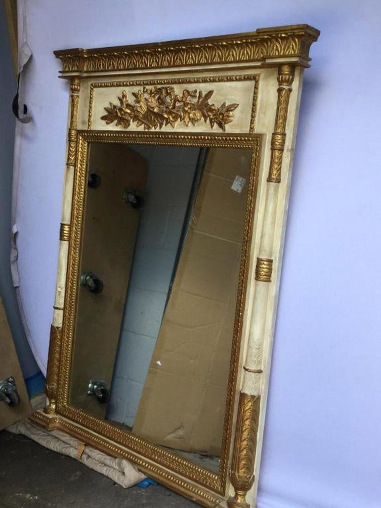 French Provincial Style Painted Trumeau Mirror For Sale at 1stDibs