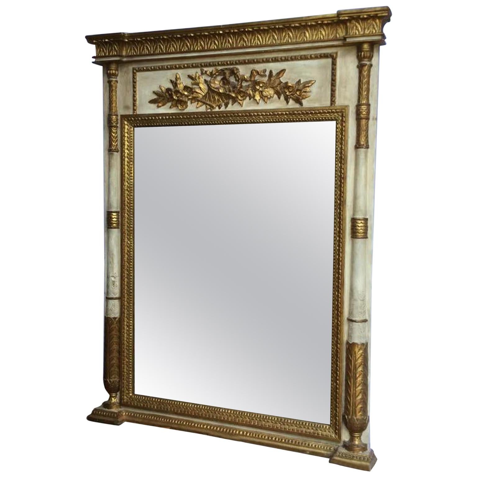 French Provincial Style Painted Trumeau Mirror For Sale at 1stDibs
