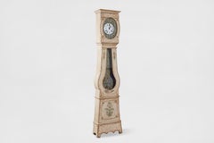 Horloge de grand-père en chêne blanc peint de style provincial français